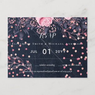 Cartão Postal Casamento Floral Cor-de-Rosa Cor-de-rosa Leah G De