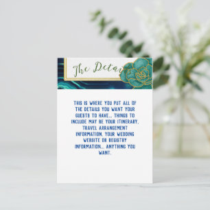 Cartão Postal Casamento Floral de Ágata Azul Turquesa