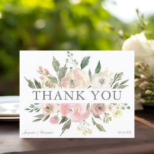 Cartão Postal Casamento Floral de Peônia Rosa Elegante