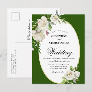 Cartão Postal Casamento Floral Elegante Emerald Green Boho