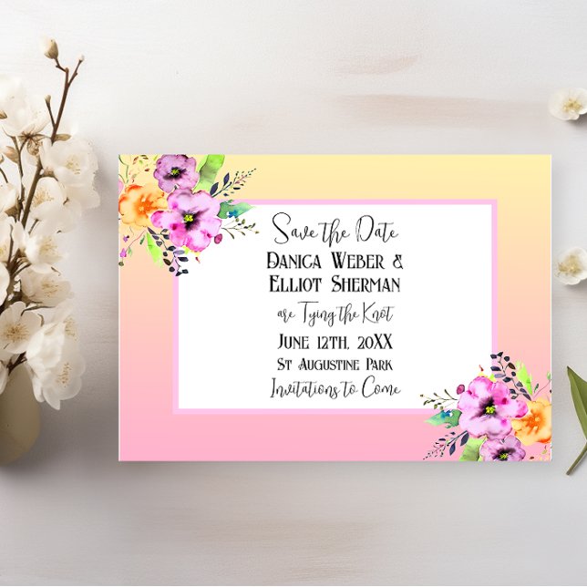 Cartão Postal Casamento Floral Elegante Petunias Salve a Data (Criador carregado)
