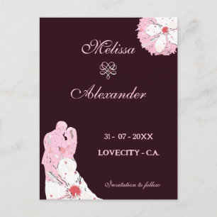 Cartão Postal Casamento floral elegante Sakura salvar a data