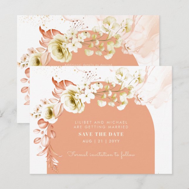 Cartão Postal Casamento Floral Mix Boho (Frente/Verso)