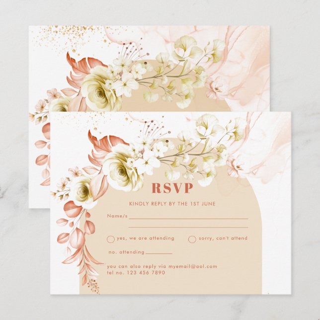 Cartão Postal Casamento Floral Mix Boho (Frente/Verso)