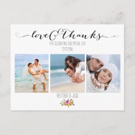 Cartão Postal Casamento Floral PixDezines Obrigado