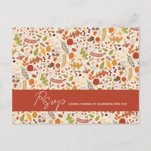 Cartão Postal Casamento Floral Rústico Seco Boêmio Outono