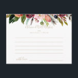 Cartão Postal Casamento Floral Tropical de Boho de Pena Selvagem<br><div class="desc">Este cartão de conselho floral de feather boho tropical é perfeito para um casamento rústico. O design apresenta penas castanhas pintadas à mão, cor amarela-boho, branca, púrpura, rosa, pincel, flores borboletas e bagas azuis perfeitamente organizadas em belos buquês. Estas cartas são perfeitas para um casamento, chá de panela, chá de...</div>