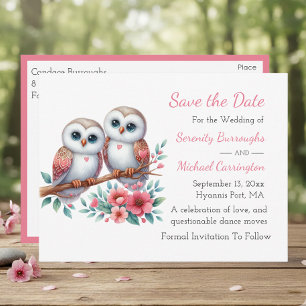 Cartão Postal Casamento Floresta de Coruja Boho Rústico País Sal