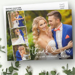 Cartão Postal Casamento Fotográfico do Coração 4 Obrigado<br><div class="desc">Colagem Fotográfica do Coração 4 do Script de Caligrafia Elegante Moderna Obrigado Cartão-Postal</div>