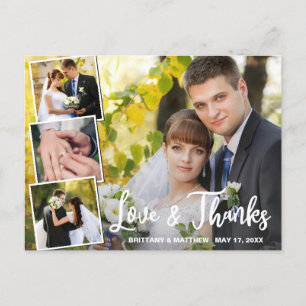 Cartão Postal Casamento Fotográfico do Modern Collage 4 Obrigado