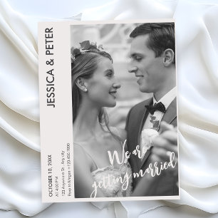 Cartão Postal Casamento fotográfico simples minimalista moderno