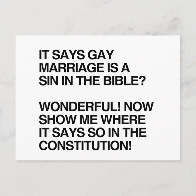 CARTÃO POSTAL CASAMENTO GAY É UM SENHOR NA BÍBLIA (Frente)