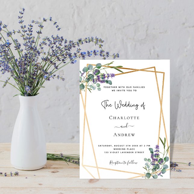 Cartão Postal Casamento geométrico de Eucalyptus lavanda (Criador carregado)