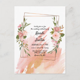Cartão Postal Casamento Geométrico Floral Cor-de-Cinza-Molhada