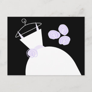 Cartão Postal Casamento Gown Pastel preto roxo horizontal