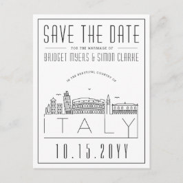 Cartão Postal Casamento Itália | Skyline Estilizado Salvar a Dat