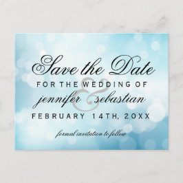 Cartão Postal Casamento Luz Azul-Bokeh Glamorous