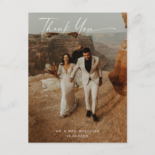 Cartão Postal Casamento Manuscrito 2-Foto Obrigado (Frente)