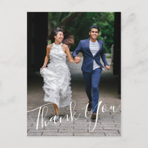 Cartão Postal Casamento Minimalista Chic com Letra à Mão 2 Foto