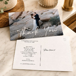 Cartão Postal Casamento Moderno Agradecimento Foto Personalizada