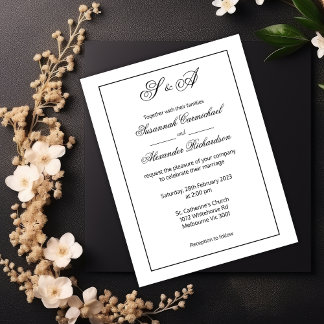 Cartão Postal Casamento Moderno da Elegância Branca e Negra Simp