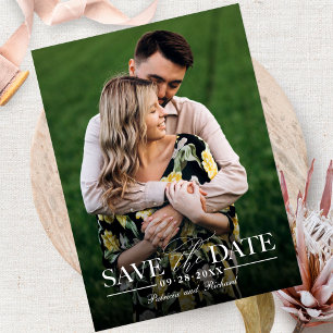 Cartão Postal Casamento Moderno e Elegante Foto de Salvar a Data