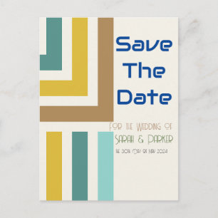 Cartão Postal Casamento Moderno Geométrico - Salve o Cartão-Post