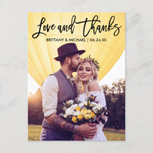 Cartão Postal Casamento Moderno Letra Script Amor Obrigado Casal