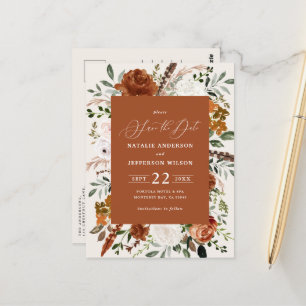 Cartão Postal casamento moderno rústico e elegante da botânica n