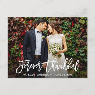 Cartão Postal Casamento Moderno Script de Pincel Para Sempre Gra