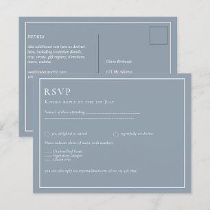 Cartão Postal Casamento Monocromático Azul com Derrame de Orça