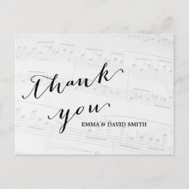 Cartão Postal Casamento Musical Elegante Obrigado