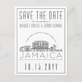 Cartão Postal Casamento na Jamaica Estilizado Skyline Salvar a D