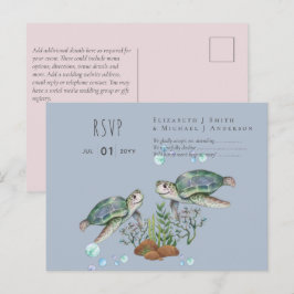 Cartão Postal Casamento na Praia das Tartarugas Marinhas