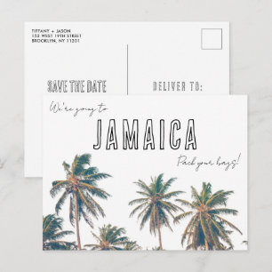 Cartão Postal Casamento na Praia de Destino Jamaica Salve a Data