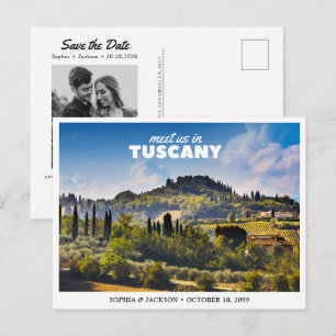 Cartão Postal Casamento na Toscana Itália Salvar a Data Retrô