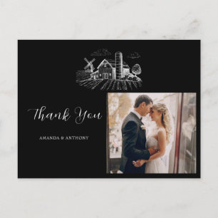 Cartão Postal Casamento no Celeiro Country Western Obrigado