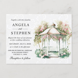 Cartão Postal Casamento no Gazebo do Jardim de Primavera em Aqua