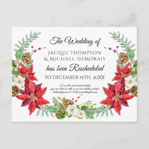 Cartão Postal Casamento no inverno de Natal adiado reagendado