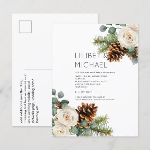 Cartão Postal CASAMENTO NO INVERNO ORÇAMENTAL Eucalyptus Rosas 