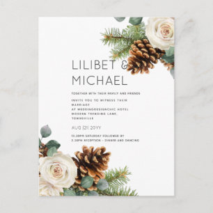 Cartão Postal CASAMENTO NO INVERNO ORÇAMENTAL Eucalyptus Rosas v