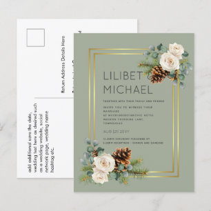 Cartão Postal CASAMENTO NO INVERNO ORÇAMENTAL Rosas brancas Dou
