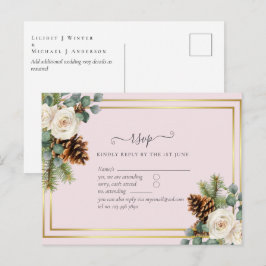 Cartão Postal CASAMENTO NO INVERNO ORÇAMENTAL Rosas brancas Dour