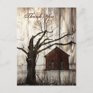 Cartão Postal Casamento no inverno Red Barn, país russo, obrigad