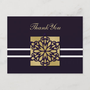 Cartão Postal casamento no inverno roxo Obrigado