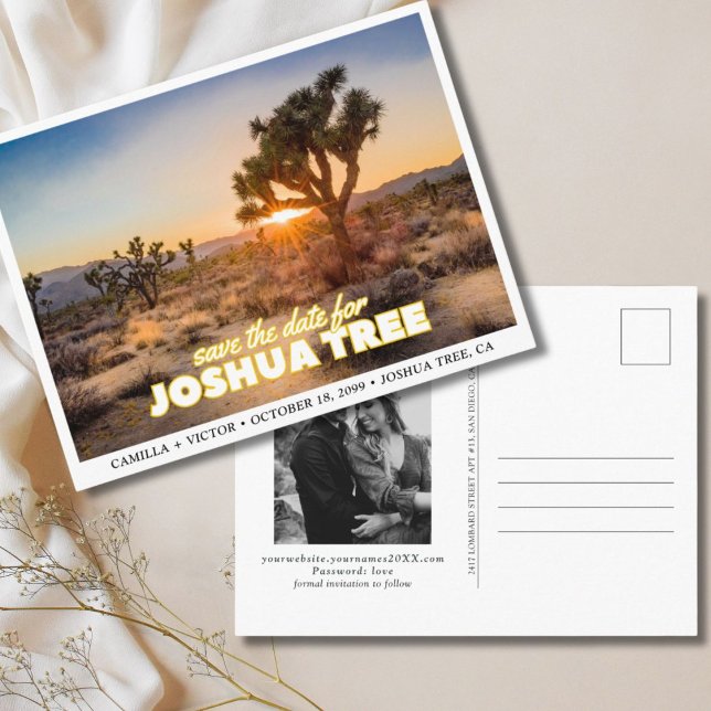 Cartão Postal Casamento no Joshua Tree National Park - Salve a D (Joshua Tree Naitonal Park Wedding Save the Date Postcards)
