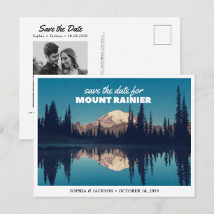 Cartão Postal Casamento no Monte Rainier Save the Date Retro