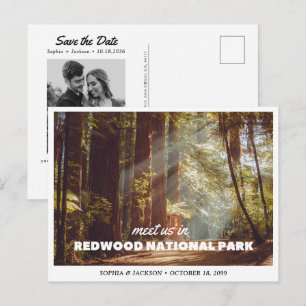 Cartão Postal Casamento no Parque Nacional Redwoods Save the Dat