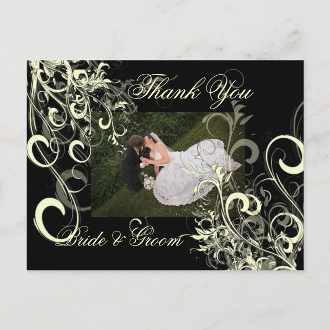 Cartão Postal Casamento Obrigado Cartazes Fotográficos, (Frente)