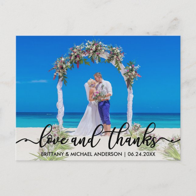 Cartão Postal Casamento Obrigado |  Foto Amor e Agradecimento (Frente)